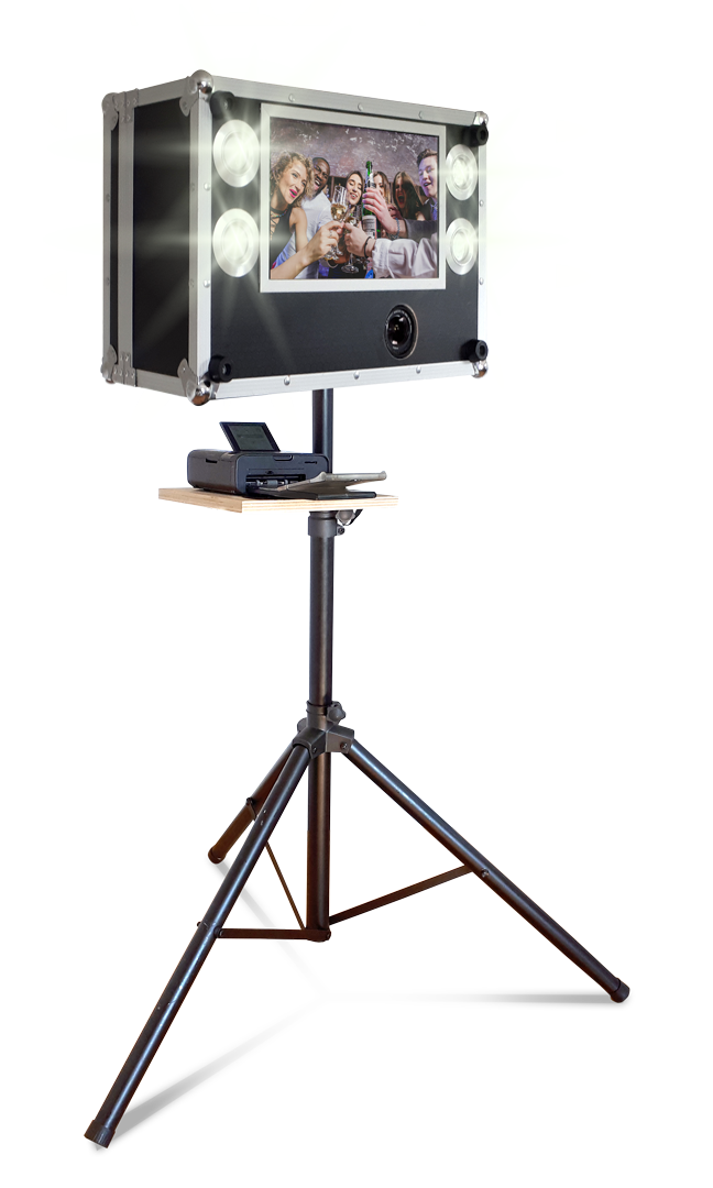 Vollständig aufgebaute Udoblick-Fotobox mit Drucker